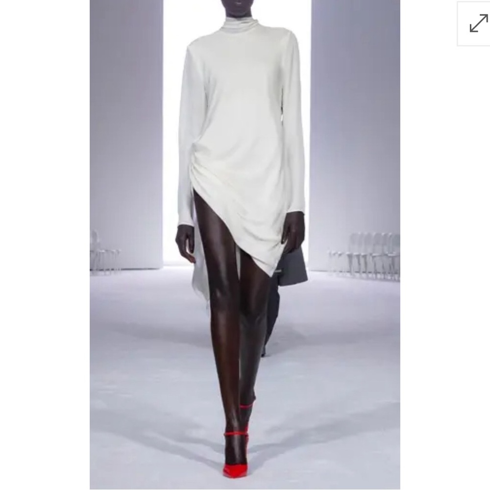 $1395 Brandon Maxwell Raina Mini Dress with Draped Waist and Neck Scarf Size 6